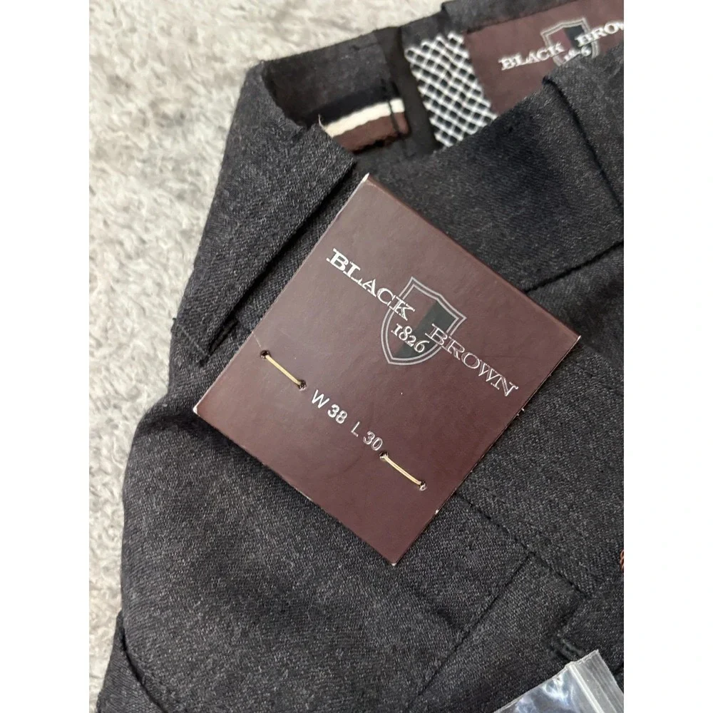 NWT Black Brown 1826 Pants Mens 38x30 Charcoal Gray Slacks Trousers Career